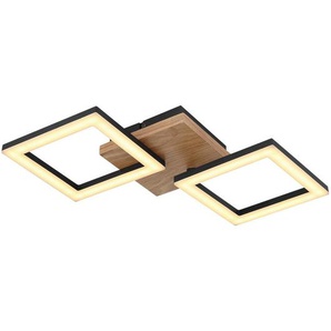 Globo Led-Deckenleuchte , Opal, Schwarz, Dunkelbraun , Holz, Metall, Kunststoff , 22.5x7 cm , Lampen & Leuchten, Innenbeleuchtung, Deckenleuchten