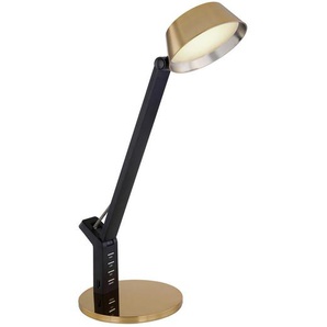 Globo Led-Schreibtischleuchte , Schwarz, Gold , Metall, Kunststoff , 80 mm , F , 17x51.5 cm , 3-fach schaltbar, verstellbare Arme, Farben fixierbar, Touch (on/off), Farbtemperaturwechsler , Lampen & Leuchten, Innenbeleuchtung, Tischlampen,