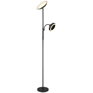 GLOBO LIGHTING Deckenfluter DAVYD Stehlampe mit Leselicht und Ventilator, Dimmfunktion, Ventilatorfunktion, LED fest integriert, Deckenfluter Metall schwarz matt, Ventilatorfunktion, CCT, dimmbar