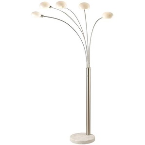 Globo Lighting Stehleuchte Classic Style 5-flammig Nickel/Glas Modern Silber/Weiß Dimmbar Rund 105x215 cm (TxH) E14