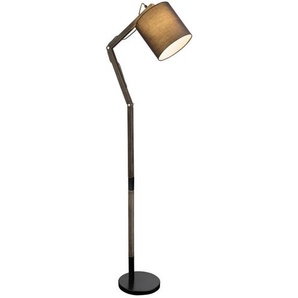 Globo Stehleuchte , Braun, Schwarz , Textil , 49.5x157 cm , Kippschalter, verstellbare Arme , Lampen & Leuchten, Innenbeleuchtung, Stehlampen, Stehlampen