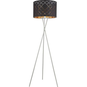 Globo Stehleuchte Clarke , Schwarz, Gold , Textil , 160 cm , mit Schalter , Lampen & Leuchten, Innenbeleuchtung, Stehlampen, Stehlampen