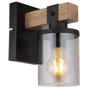 Globo Wandleuchte Lila, Grau, Schwarz, Dunkelbraun, Holz, Metall, Glas, 17x22.5x10 cm, Lampen & Leuchten, Innenbeleuchtung, Wandleuchten