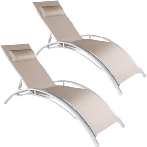 GmbH 2 Gartenliegen aus Aluminium, 5-stufig - beige 403065