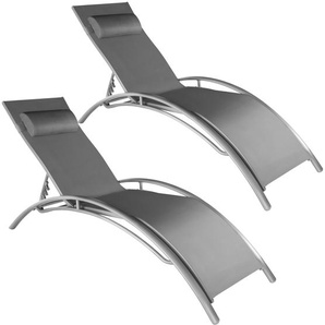 GmbH 2 Gartenliegen aus Aluminium, 5-stufig - grau 403063