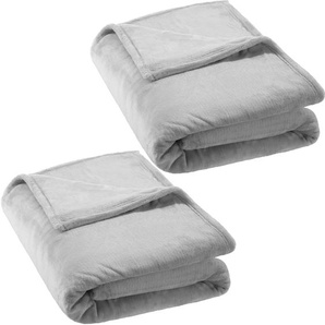 GmbH 2 Kuscheldecken Polyester 220x240cm - grau 401731