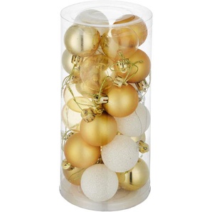 GmbH 24 Christbaumkugeln unzerbrechlich in Weiß/Gold - gold/weiß 403321
