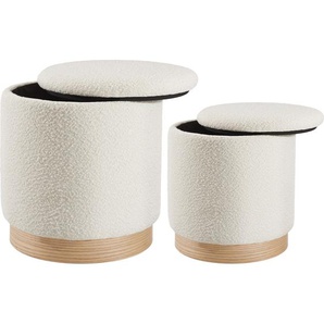 GmbH 2er Set Sitzhocker Orchide Bouclé, gepolstert, mit Stauraum - creme 405228