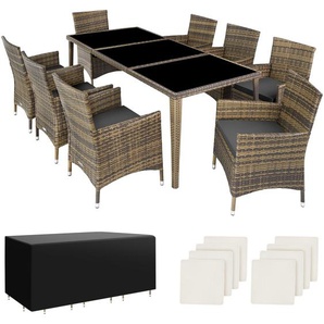 GmbH Aluminium Rattan Sitzgruppe Menorca 8+1 mit Schutzhülle - natur 403753