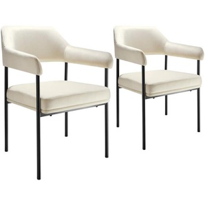 GmbH Armlehnstuhl Doé, gepolstert, Stahlbeine - Samtoptik off-white, 2er Set 405473