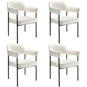 GmbH Armlehnstuhl Doé, gepolstert, Stahlbeine - Samtoptik off-white, 4er Set 405491