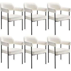 GmbH Armlehnstuhl Doé, gepolstert, Stahlbeine - Samtoptik off-white, 6er Set 405492