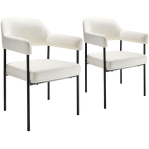 GmbH Armlehnstuhl Doé, gepolstert, Stahlbeine - Webstoff off-white/schwarz, 2er Set 405472