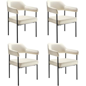 GmbH Armlehnstuhl Doé, gepolstert, Stahlbeine - Webstoff off-white/schwarz, 4er Set 405488