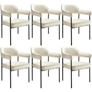 GmbH Armlehnstuhl Doé, gepolstert, Stahlbeine - Webstoff off-white/schwarz, 6er Set 405489