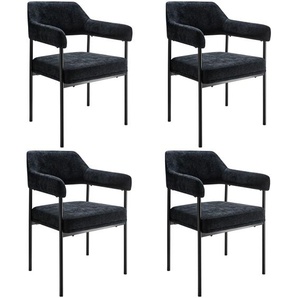 GmbH Armlehnstuhl Doé, gepolstert, Stahlbeine - Webstoff schwarz/schwarz, 4er Set 405485
