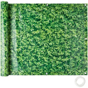GmbH Balkon Sichtschutz mit metallverstärkten Ösen, Version 1 - grünes Laub, 90 cm 402711