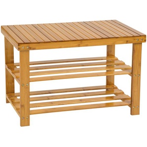 GmbH Bambus Schuhbank mit 2 Ebenen und Sitzbank 70x28x45,5cm - braun 401650