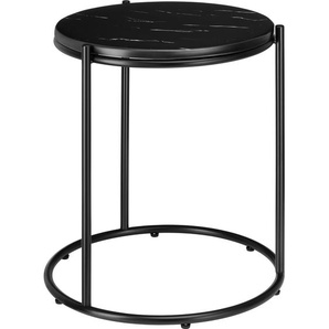 GmbH Beistelltisch Ellsa, Marmorplatte, Stahlgestell - schwarz/schwarz, pro Stück 405942