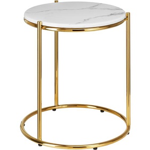 GmbH Beistelltisch Ellsa, Marmorplatte, Stahlgestell - weiß/gold, pro Stück 405941