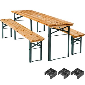 GmbH Bierzeltgarnitur Ludwig 3-tlg. klappbar mit Schirmhalterung - braun 404998