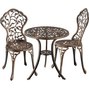 GmbH Bistrotisch-Set Lyon für 2 Personen, wetterfestes Aluminium - schwarz/grau 406104