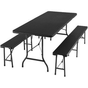 GmbH Campingtischgarnitur Vani klappbar in Rattanoptik - schwarz-Rattanoptik 404528