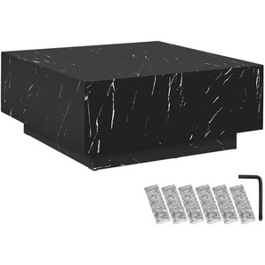 GmbH Couchtisch Lasley mit Standfuß, Belastbarkeit 45 kg - Marmor Optik schwarz, 80 x 80 x 35 cm 406031