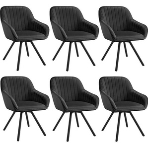 GmbH Drehbarer Armlehnstuhl Snug Samtoptik, gepolstert - schwarz, 6er Set 405669