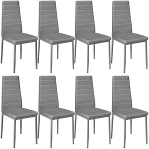 GmbH Esszimmerstühle Kunstleder - grau, 8er Set 404121