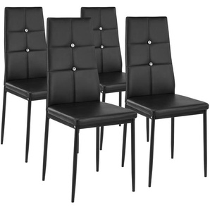 GmbH Esszimmerstühle, Kunstleder mit Glitzersteinen - schwarz, 4er Set 402545
