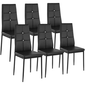 GmbH Esszimmerstühle, Kunstleder mit Glitzersteinen - schwarz, 6er Set 402541