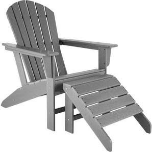 GmbH Gartenstuhl mit Fußablage im Adirondack-Design - hellgrau 404609