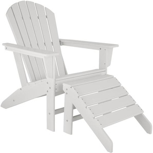 GmbH Gartenstuhl mit Fußablage im Adirondack-Design - weiß/weiß 404610