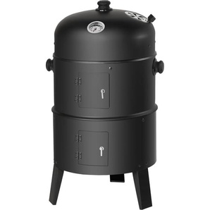 GmbH Holzkohlegrill Räuchertonne 3 in 1 - schwarz 400820