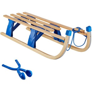 GmbH Holzschlitten Jeffrey, klappbar mit Zugseil, Schneeballzange - braun 405811