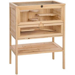 GmbH Kleintierkäfig aus Holz 60x40x80cm - braun 403246