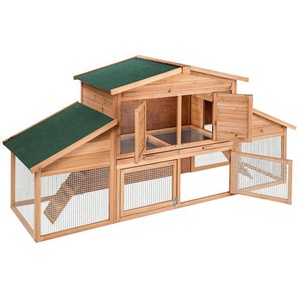 GmbH Kleintierstall XXL doppelstöckig mit Ruhezone 226x77x95,5cm - braun 403226