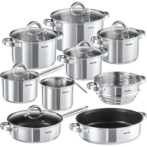 GmbH Kochtopfset Turin 15-tlg., Edelstahl, für Induktion geeignet - silber 405188