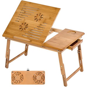 GmbH Laptoptisch aus Holz, höhenverstellbar, mit USB-Doppellüfter - braun 401655