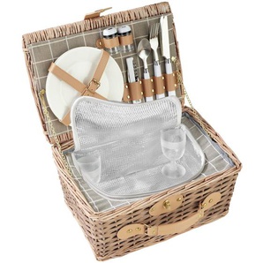 GmbH Picknickkorb Langeoog für 2 Personen, mit Kühlfach & Zubehör - braun 405189