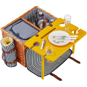 GmbH Picknickkorb Rügen für 4 Personen, mit Kühlfach & Zubehör - braun 405192