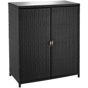 GmbH Rattan Gartenschrank Monza, Aluminiumgestell, 4 Fächer - schwarz 405373