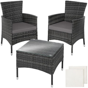 GmbH Rattan Gartenset Luzern 2+1 inkl. Bezüge in 2 Farben - grau 402864