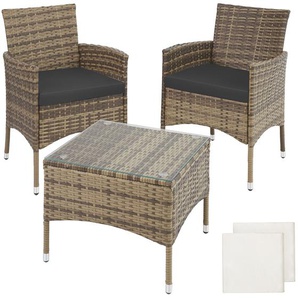 GmbH Rattan Gartenset Luzern 2+1 inkl. Bezüge in 2 Farben - natur 403703