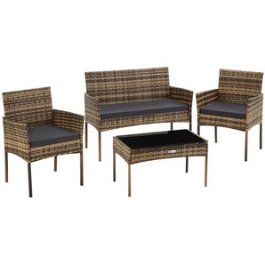 GmbH Rattan Gartenset Palese für 4 Personen - natur 406020