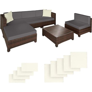 GmbH Rattan Lounge mit Aluminiumgestell inkl. Bezüge in 2 Farben - schwarz/braun 403834