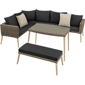 GmbH Rattan Lounge mit Aluminiumgestell Pula - natur 404793