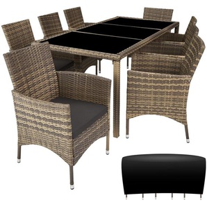 GmbH Rattan Sitzgruppe 8+1 mit Schutzhülle - natur/dunkelgrau 404329