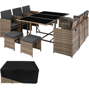 GmbH Rattan Sitzgruppe Malaga 6+4+1 mit Schutzhülle - natur 403731